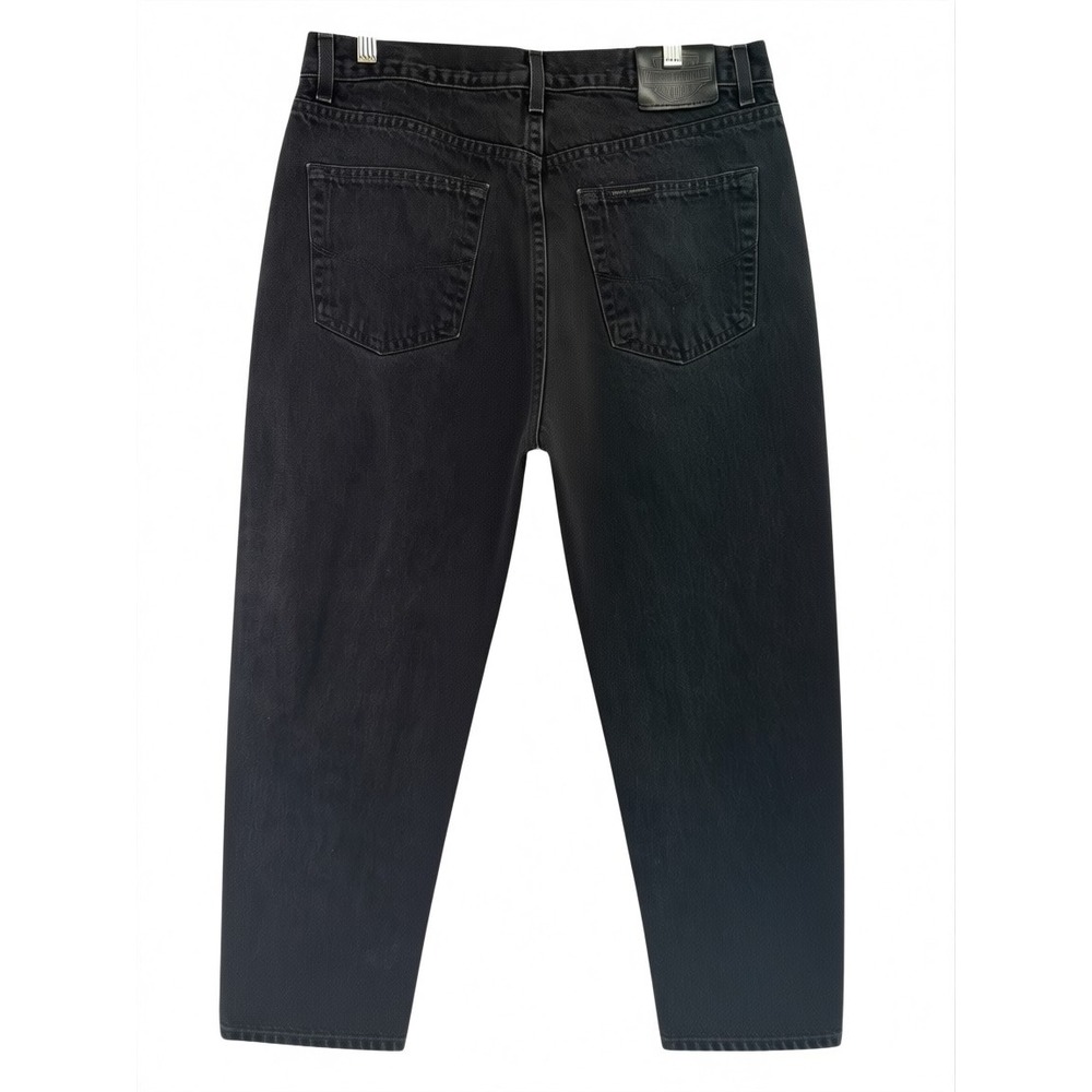 Harley Davidson Mens Relaxed Leg Jeans Faded Black Denim 34x30 100% Cotton (C12)